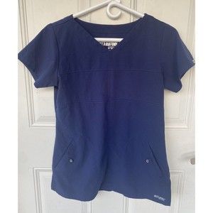 Grey's Anatomy by Barco Women's Blue Scrub Top Size XS Extra Small Short Sleeve